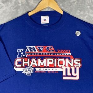 NFL New York Giants 2008 NFC Champions T-Shirt Blue Mens L Super Bowl XLII NEW